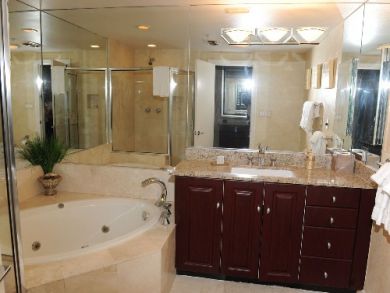Master bathroom with tub & shower